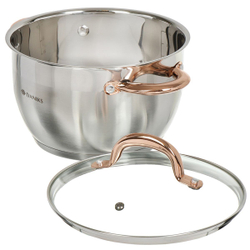Кастрюля нерж, 3.6 л, с крыш, Daniks, Мадрид Gold, SD-320G, индукц
