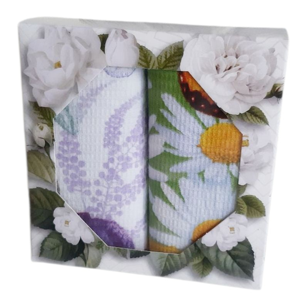 Набор из 2-х вафельных полотенец в подарочной упаковке, 100% хлопок, Россия.