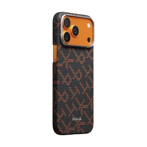 Чехол Pitaka Edge Case для iPhone 17 Pro, Чёрно-оранжевый монограм | Monogram Black/Orange