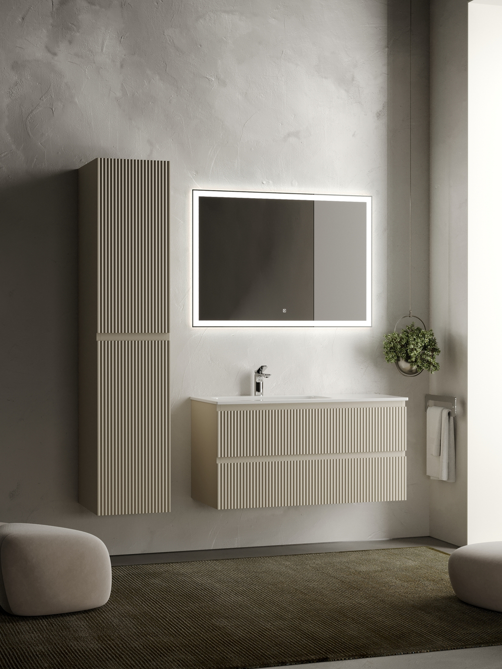 Тумба с раковиной Sancos Snob R 100 см SNR100LCE левая, beige soft