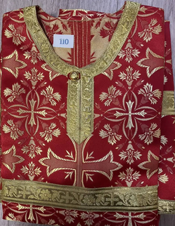 Стихарь алтарный красного цвета из шелка
