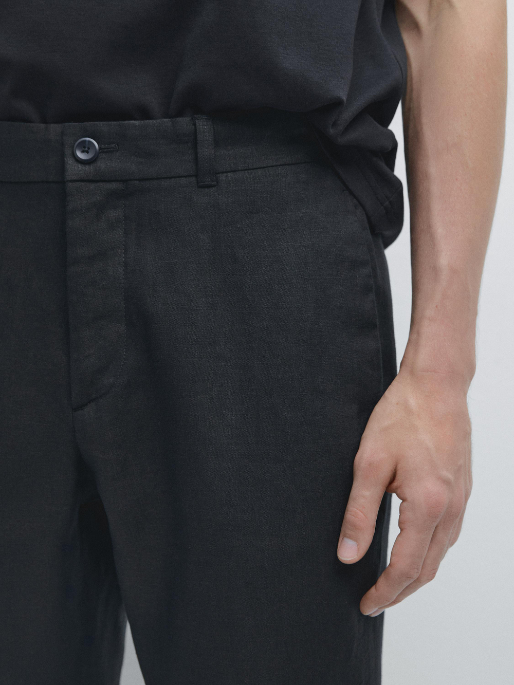 Massimo Dutti Зауженные льняные брюки, темно-синий