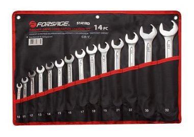 Набор ключей комбинированных с профилем "Ratchet Drive"-"быстрый ключ",14 предметов (10-19, 21, 22, 30, 32мм) Forsage 5141RD