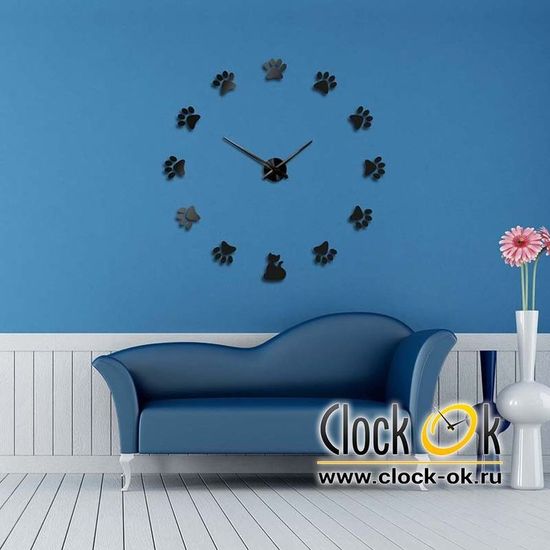 Настенные 3D часы Кошачьи лапки