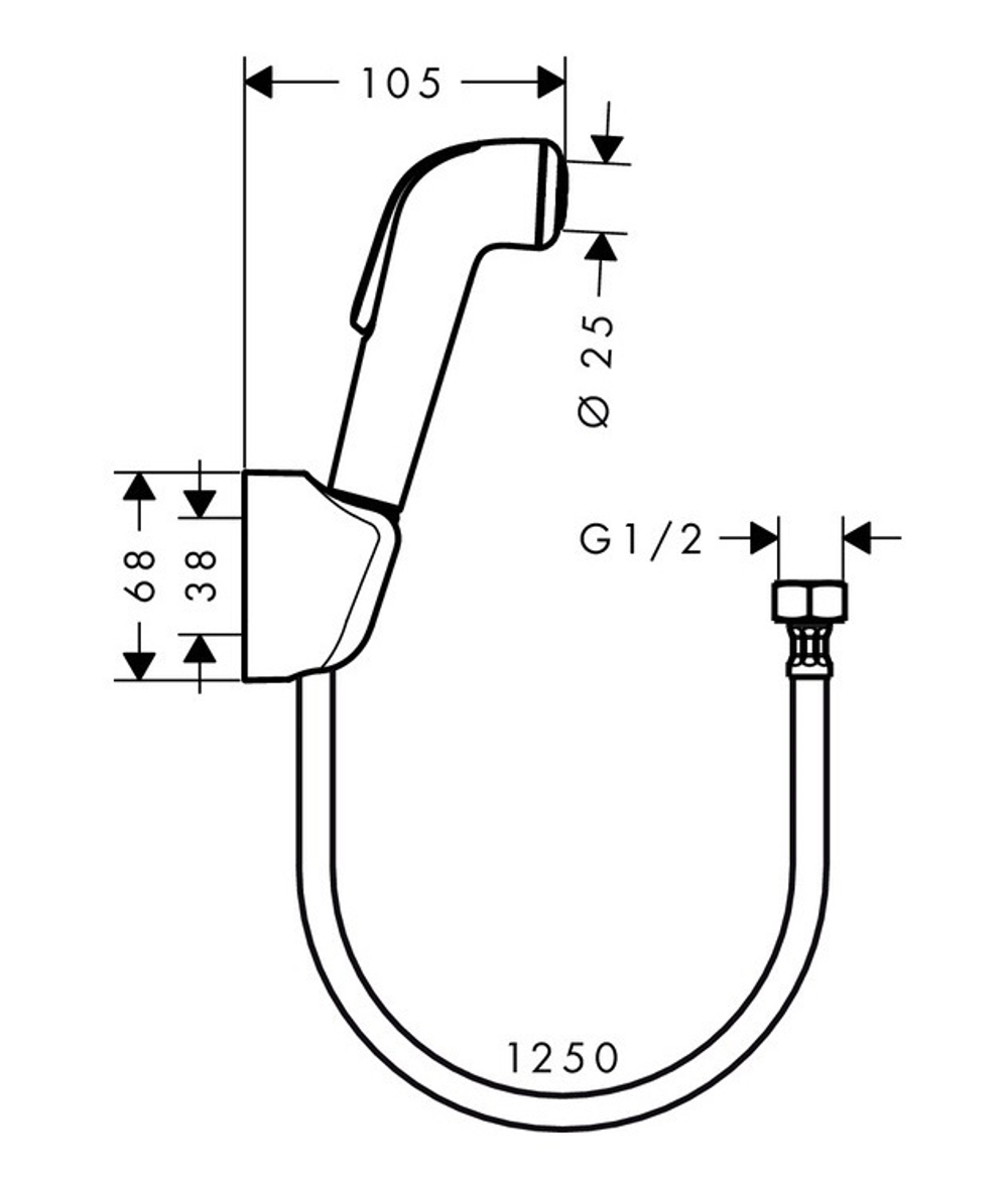 Гигиенический душ, со шлангом 1,25 м и держателем Hansgrohe 32127000