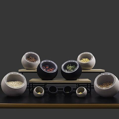 Емкость фуршетная «Мун» с откидной крышкой;пластик;0,8л;D=19,H=17,5см;серый (Цвет: серый)