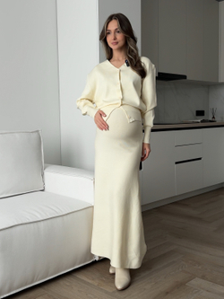 Комплект вязаный, длинная юбка и укороченный кардиган