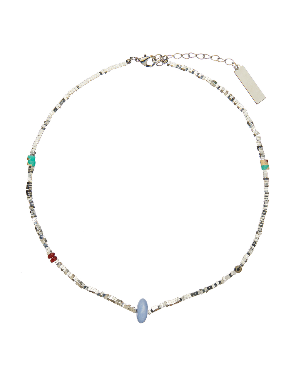 Колье квадратный бисер, цветные камни