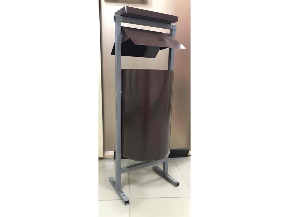 Урна У-2К круглая с пепельницей коричневая металл