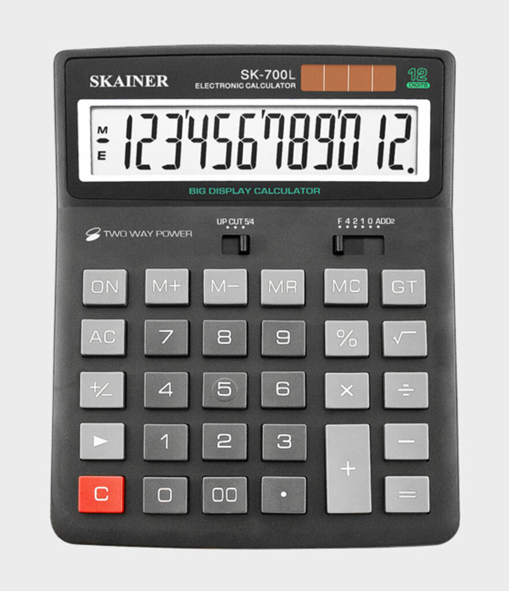 Калькулятор  12 разр. Skainer  настольный, проф., двойное питание, черный SK-700L