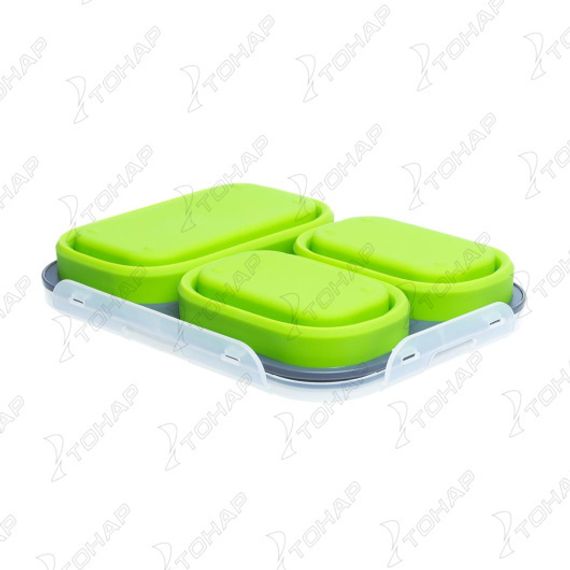 Контейнер силиконовый складной PREMIER 3 отсека с ловилкой (PR-FH007)