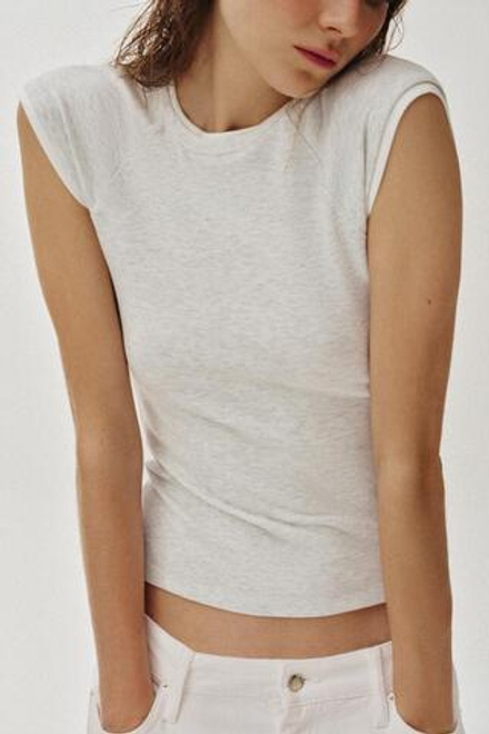 ZARA ФУТБОЛКА С ЭФФЕКТОМ ДВОЙНОГО РУКАВА, СЕРЫЙ МЕЛАНЖ