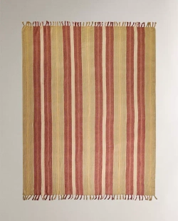 ZARA HOME ПЛЕД ИЗО ЛЬНА С ПОЛОСКАМИ, РАЗНОЦВЕТНЫЙ