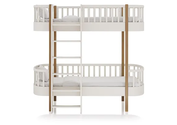 Кровать двухъярусная Classic фронтальная лестница (молочный)