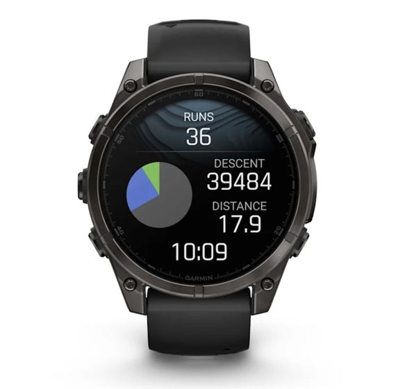 Умные часы Garmin Fenix 8, 47 мм, AMOLED, Sapphire Carbon Gray DLC Titanium with Black/Pebble Gray Silicone Band