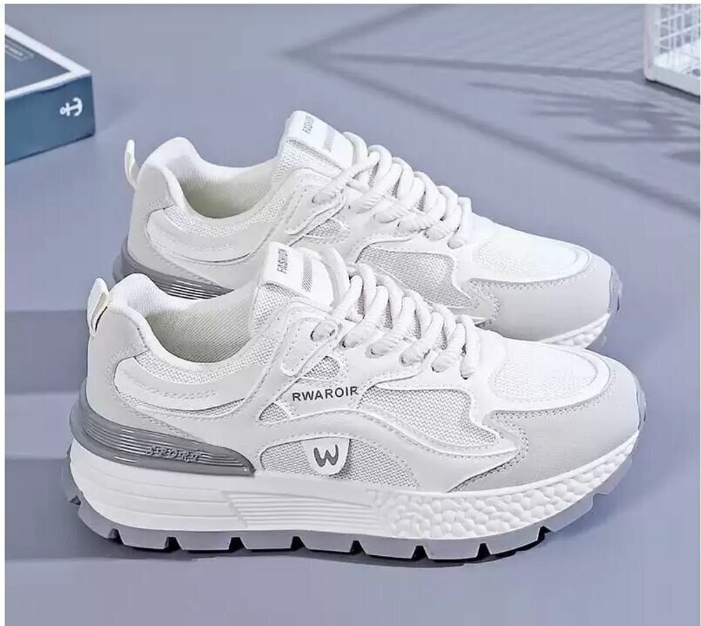Женские кроссовки RWAROIR белые с массивной подошвой, дышащие, повседневные, стильные