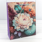 Пакет подарочный 26х32х10см "Цветы" с 3D аппликацией (Микс)