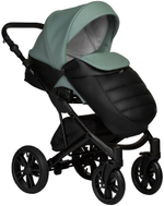 Детская коляска Indigo Mio Eco 3 в 1 с автокреслом Avionaut Cosmo Beige 05 черная кожа+шалфей кожа