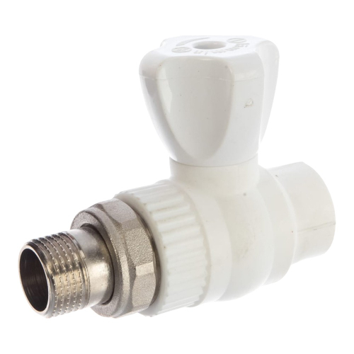 Кран Lammin шаровый PPR радиат. прям. 20 х 1/2" PREMIUM 50/10, белый