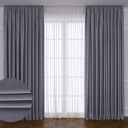 Бархатные шторы матовые серые. 200 х 270 см. Арт.: 77752