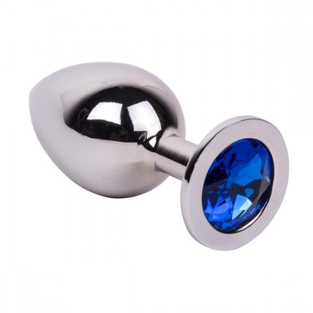 Большой стальной плаг с синим кристаллом Blue Space - 9,5 см. (Цвет: синий)
