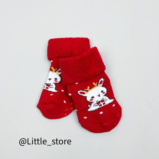 Носочки новогодние махровые "Оленята", с антискользящим покрытием