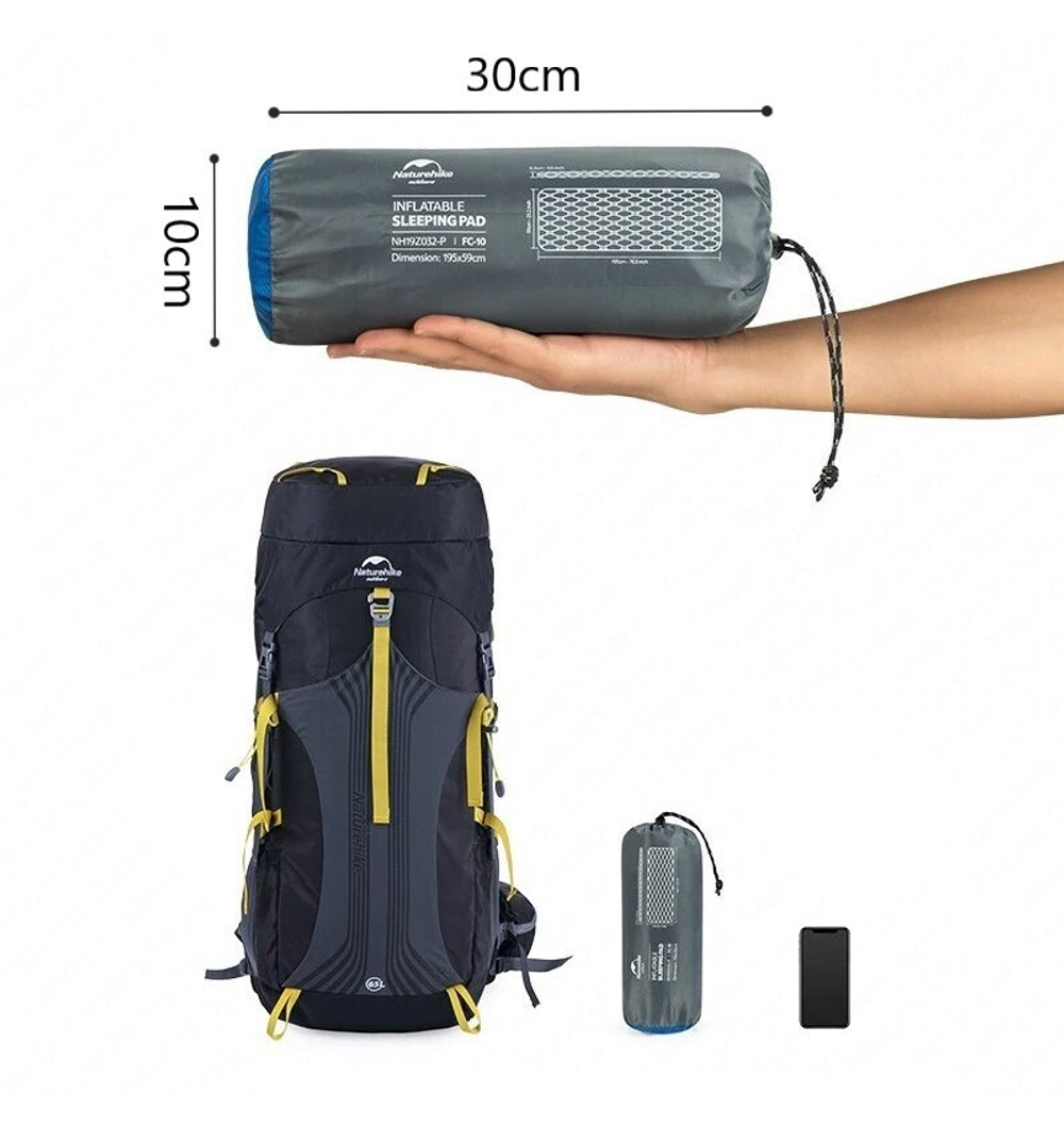 Коврик Naturehike NH19Z032-P FC-10 одноместный спальный(без надувного мешка), артикул NH19Z032-P, цвет Голубой.