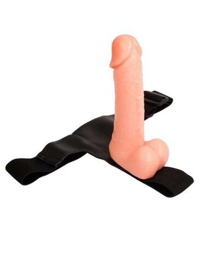 Страпон Domina с телесной насадкой - 18 см. (Цвет: телесный с черным)