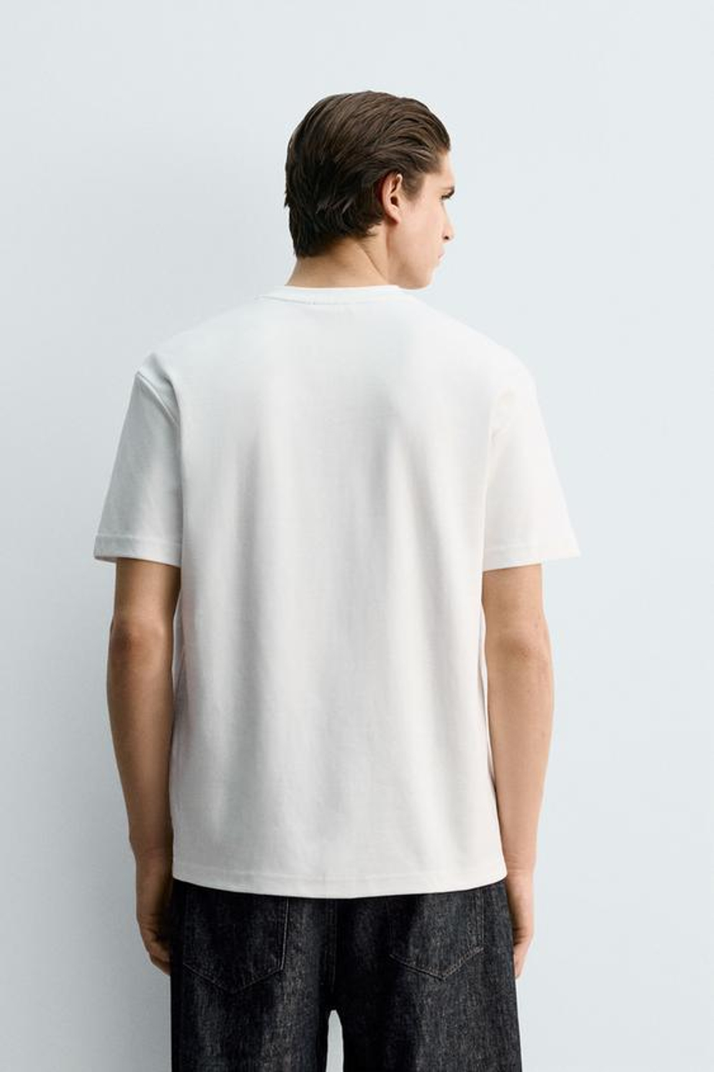 ZARA ФУТБОЛКА RELAXED FIT INTERLOCK, БЕЛЫЙ