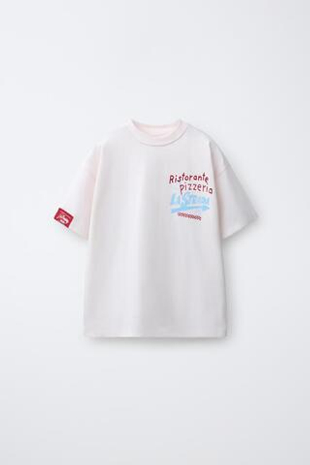 ZARА ФУТБОЛКА «ПИЦЦЕРИЯ», ПАСТЕЛЬНО-РОЗОВЫЙ