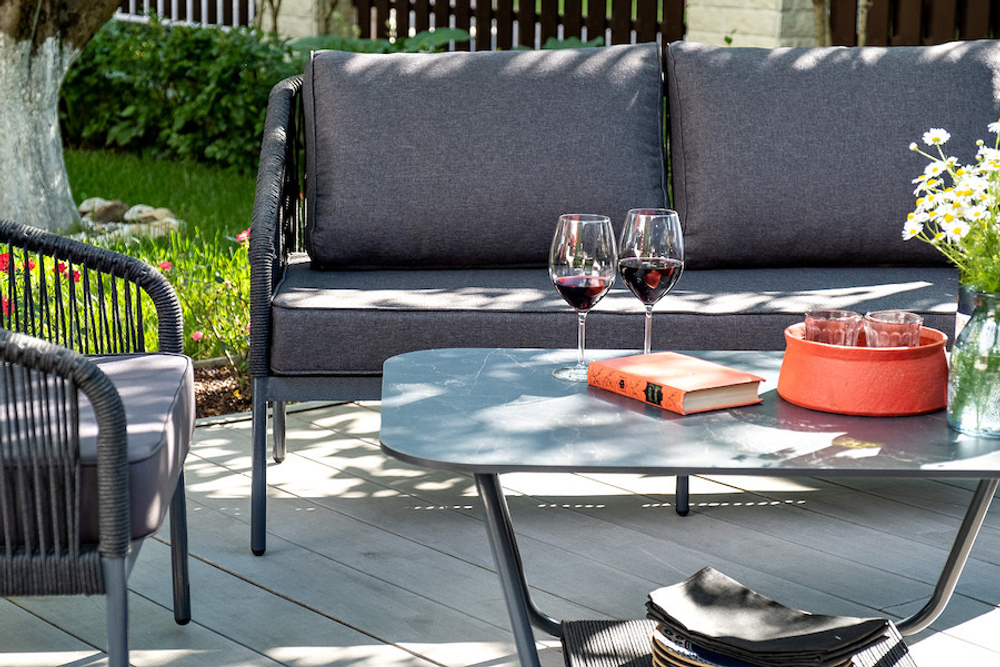 "Канны" лаунж-зона 4-местная плетеная из роупа (веревки), цвет темно-серый