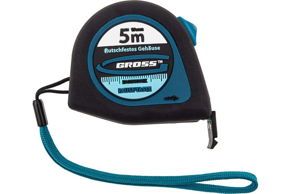 Рулетка GROSS Ergonomisch 5 м, 19 мм, магнитный обрезиненный зацеп 31102