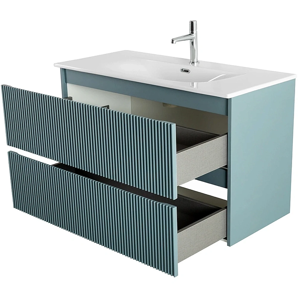 Тумба с раковиной BelBagno UNO-MINI 100 голубая матовая