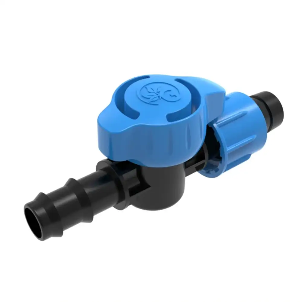 Кран с переходом трубка 16мм - капельная лента, плоская ручка, GP