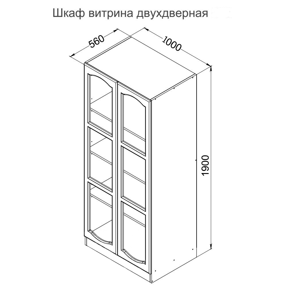 Шкаф витрина двухдверная 1000 без покраски