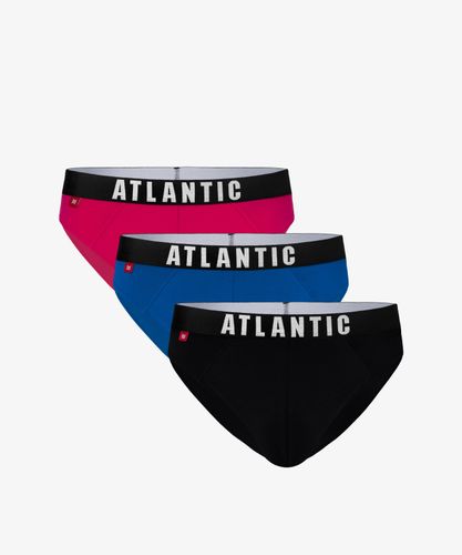 Мужские трусы слипы спорт Atlantic, набор 3 шт., хлопок, розовые + бирюзовые + темно-синие, 3MP-094