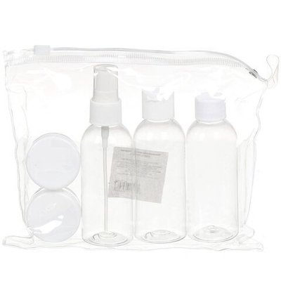 Набор путешественника косметичка + 5шт бутылочек (3шт - 80мл, 2шт - 15мл), Y11-0350, молния