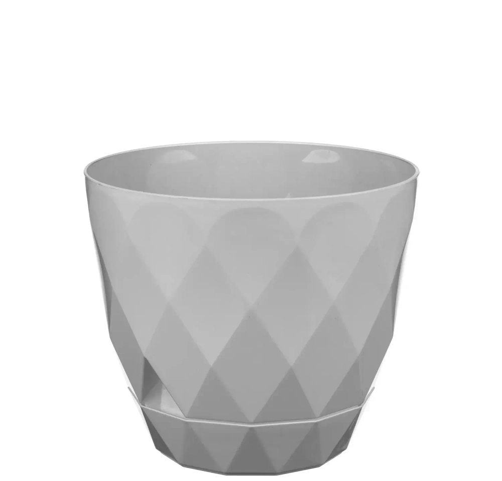 Горшок для цветов пластиковый 1,3л d-14,5см «Laurel» с поддоном серый