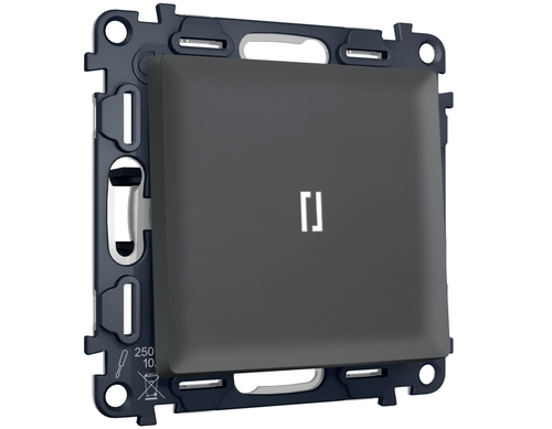 MA902055 Комплект механизма 1-кл выключателя с самовозвратом с подсветкой 5600K ALFA Графит Мягкое касание QUANT (AP9020, VM113, G14W)