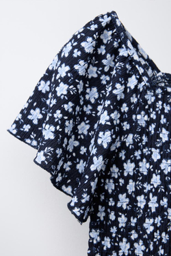 ZARA ПЛАТЬЕ ИЗ РЕЛЬЕФНОЙ ТКАНИ, СИНИЙ