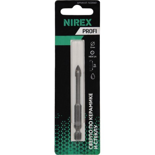 Сверло NIREX Profi по керамике и стеклу 6*75 мм NCD0601
