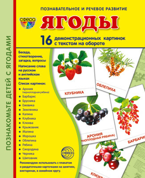 Т.В.Цветкова. СУПЕР. Ягоды. 16 демонстрационных картинок с текстом на обороте. 0+