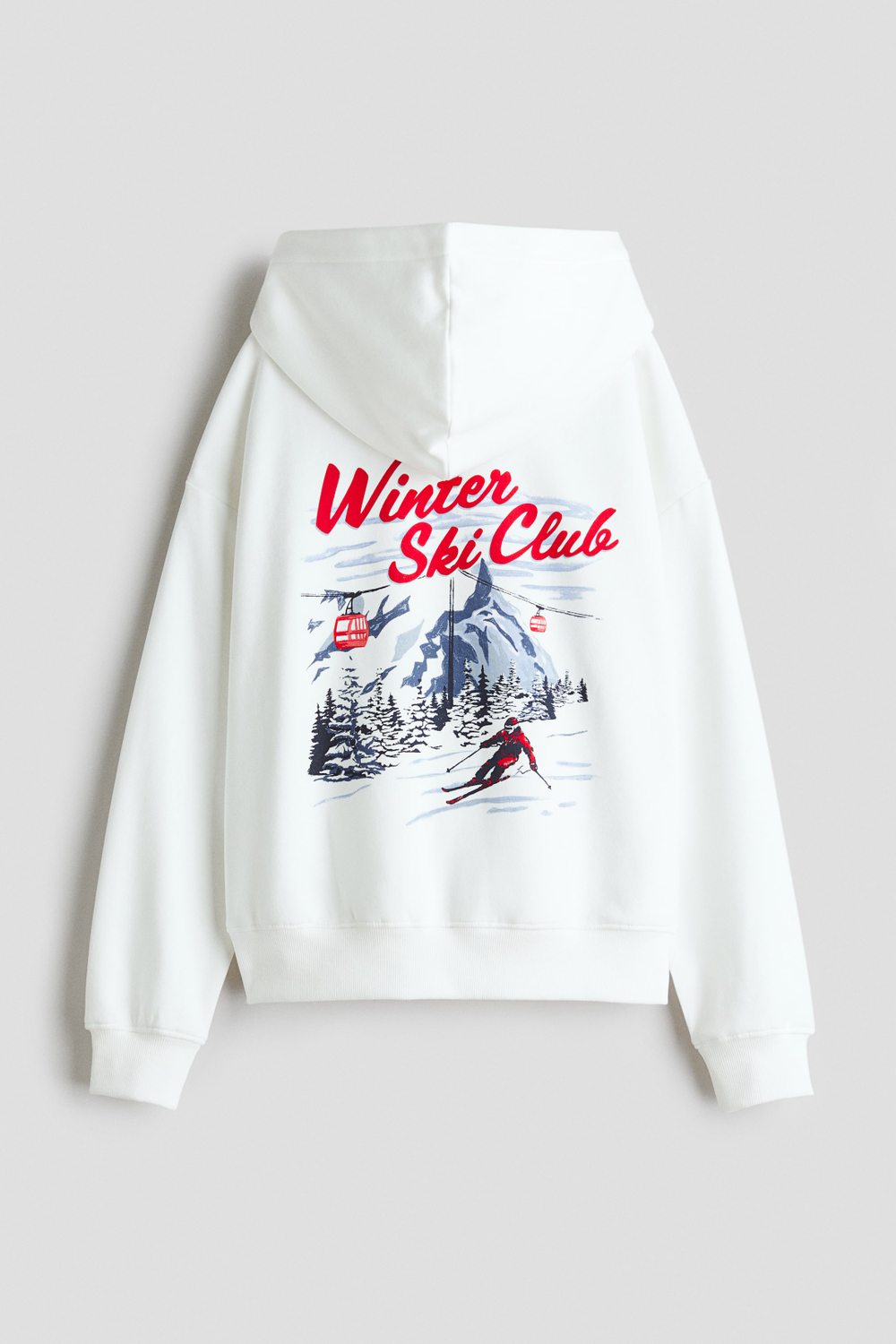 H&M Толстовка с капюшоном и принтом, белый