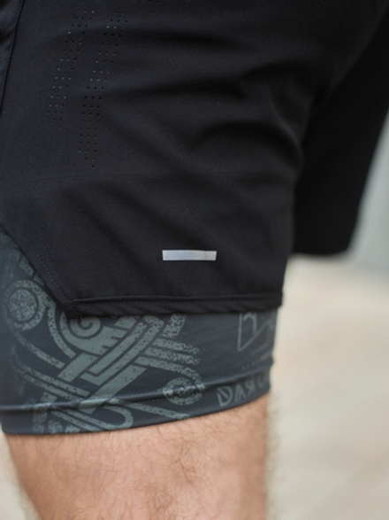 Шорты двойные тренировочные LEGENDA Варяги черный