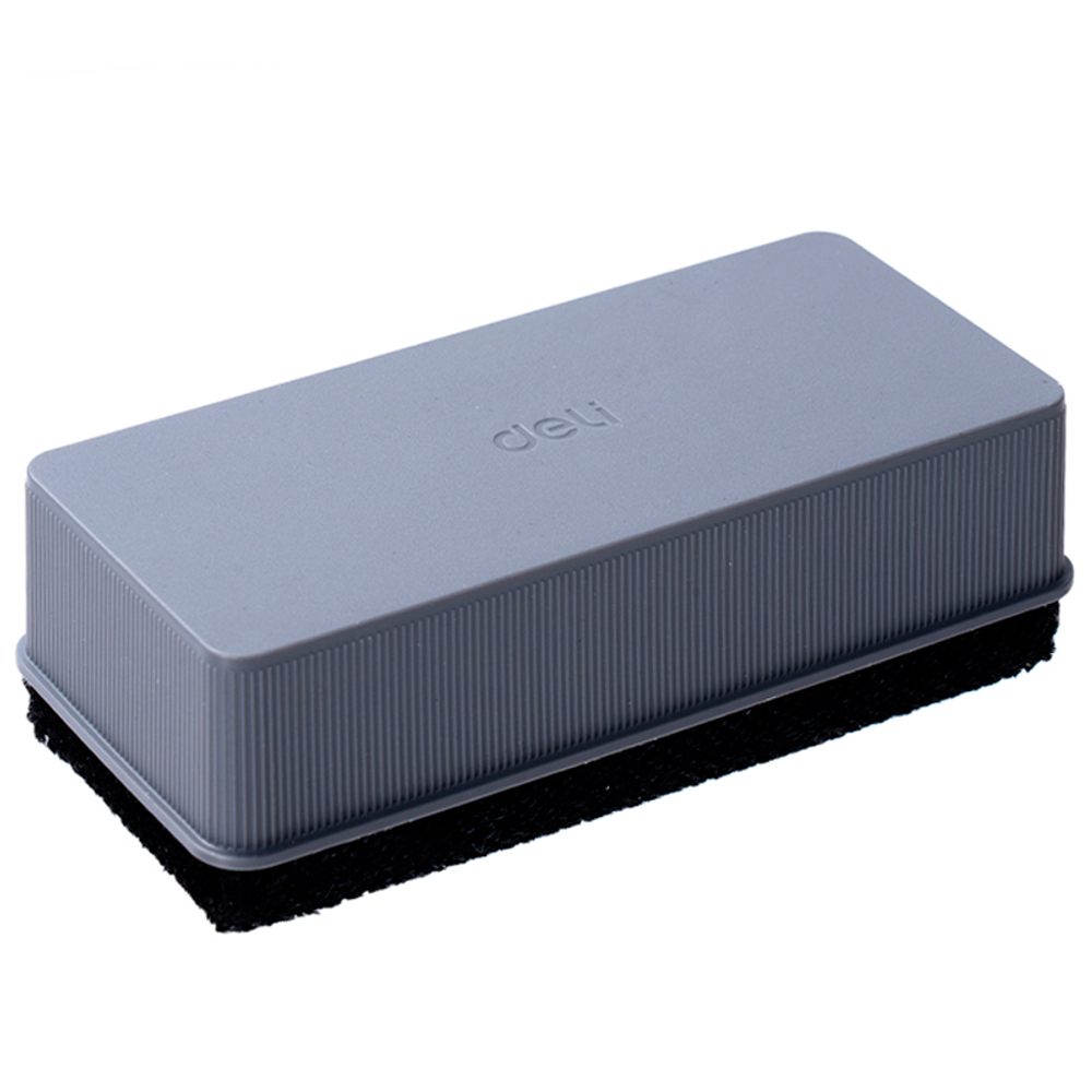 Губка магнитная для маркерных досок Deli 110 x 50 х 40 мм., серая