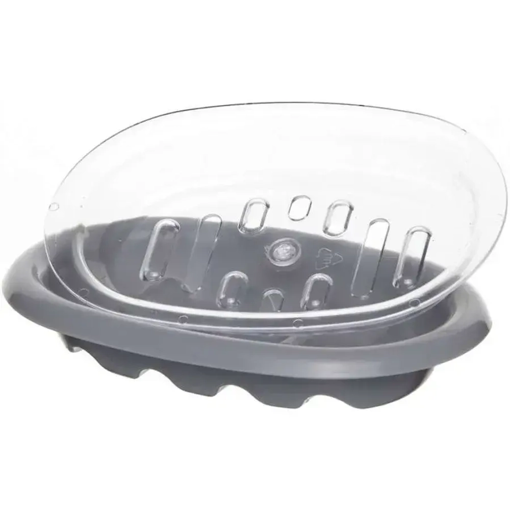 Мыльница открытая двухсекционная серая