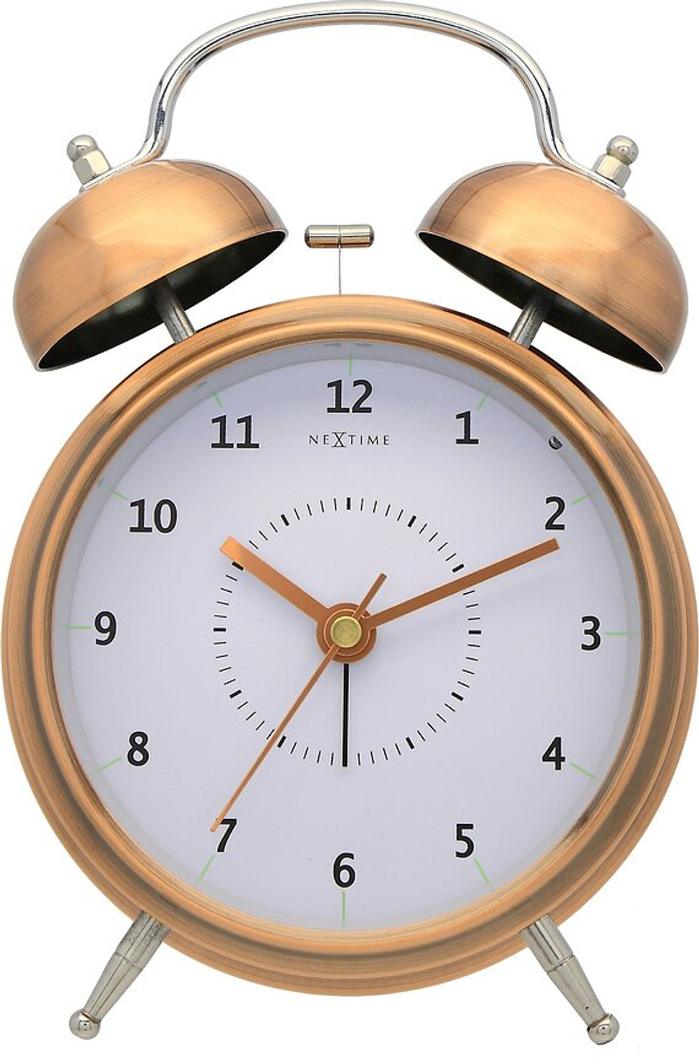 Настольные часы NeXtime Wake Up miedziany, металл, 15 см, коричневые