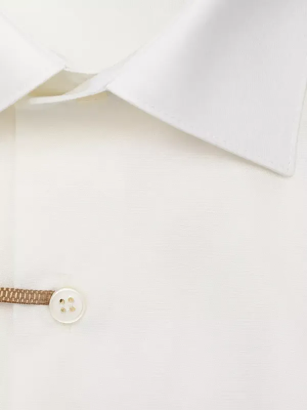 Рубашка на невысокий рост LOW SLIM FIT с длинным рукавом, молочная