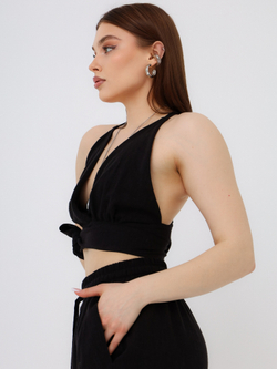 Топ лен, черный