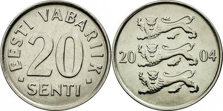 Эстония 20 сентов, 1997-2008 XF